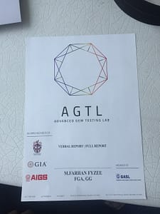 Advanced Gem Testing Lab certificate
